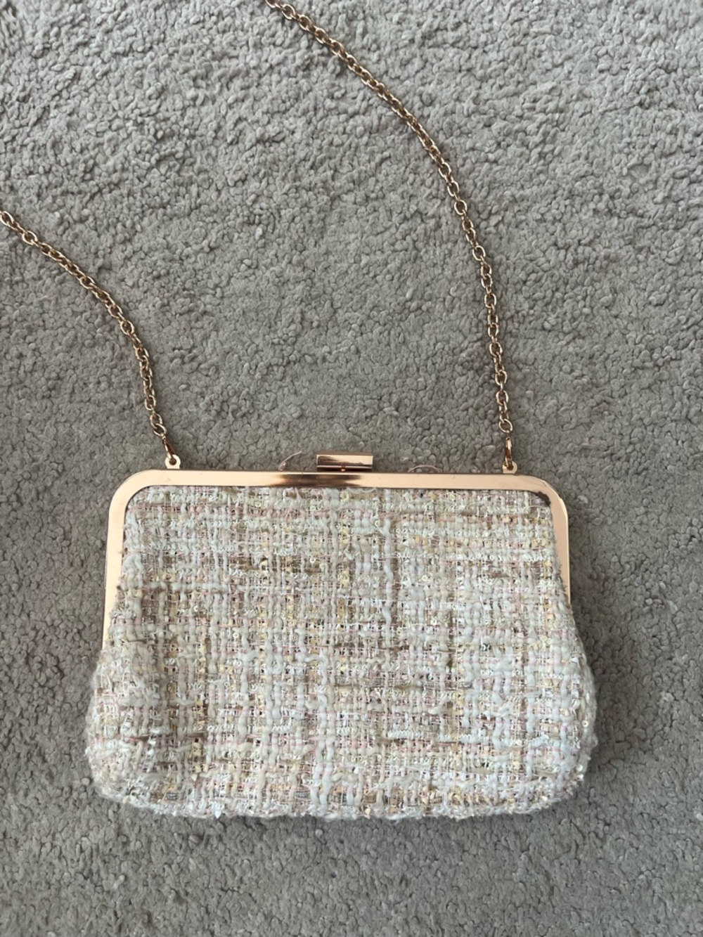 Charming Charlie Cream Tweed Chain-Handle Clutch